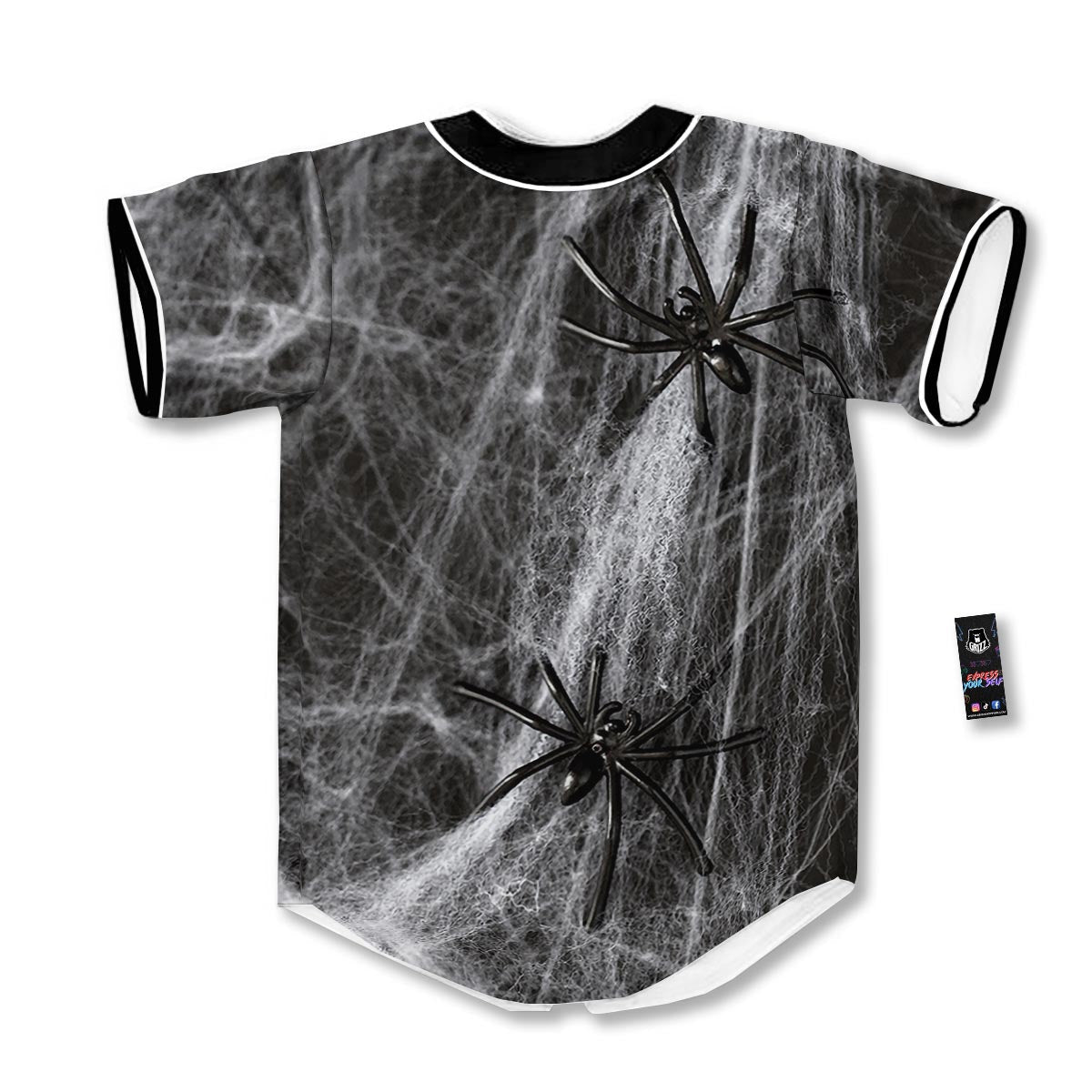 Cobweb And Toy Spiders Print Baseball Jersey-grizzshop