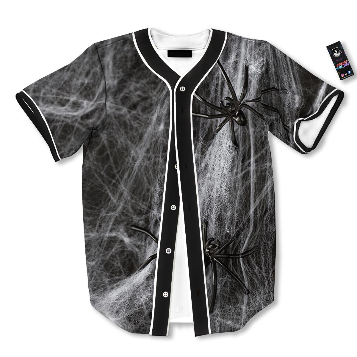 Cobweb And Toy Spiders Print Baseball Jersey-grizzshop