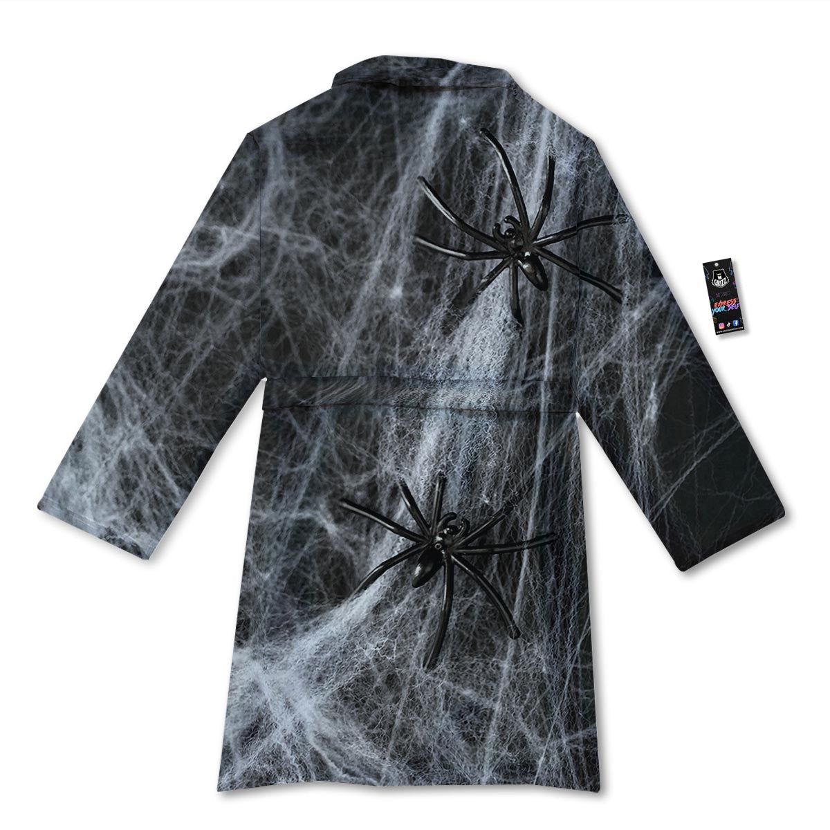 Cobweb And Toy Spiders Print Bathrobe-grizzshop