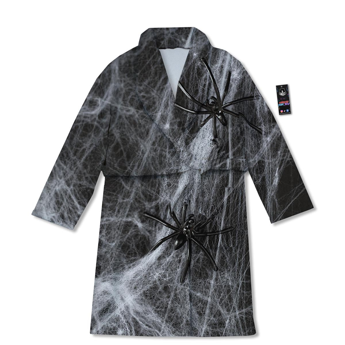 Cobweb And Toy Spiders Print Bathrobe-grizzshop