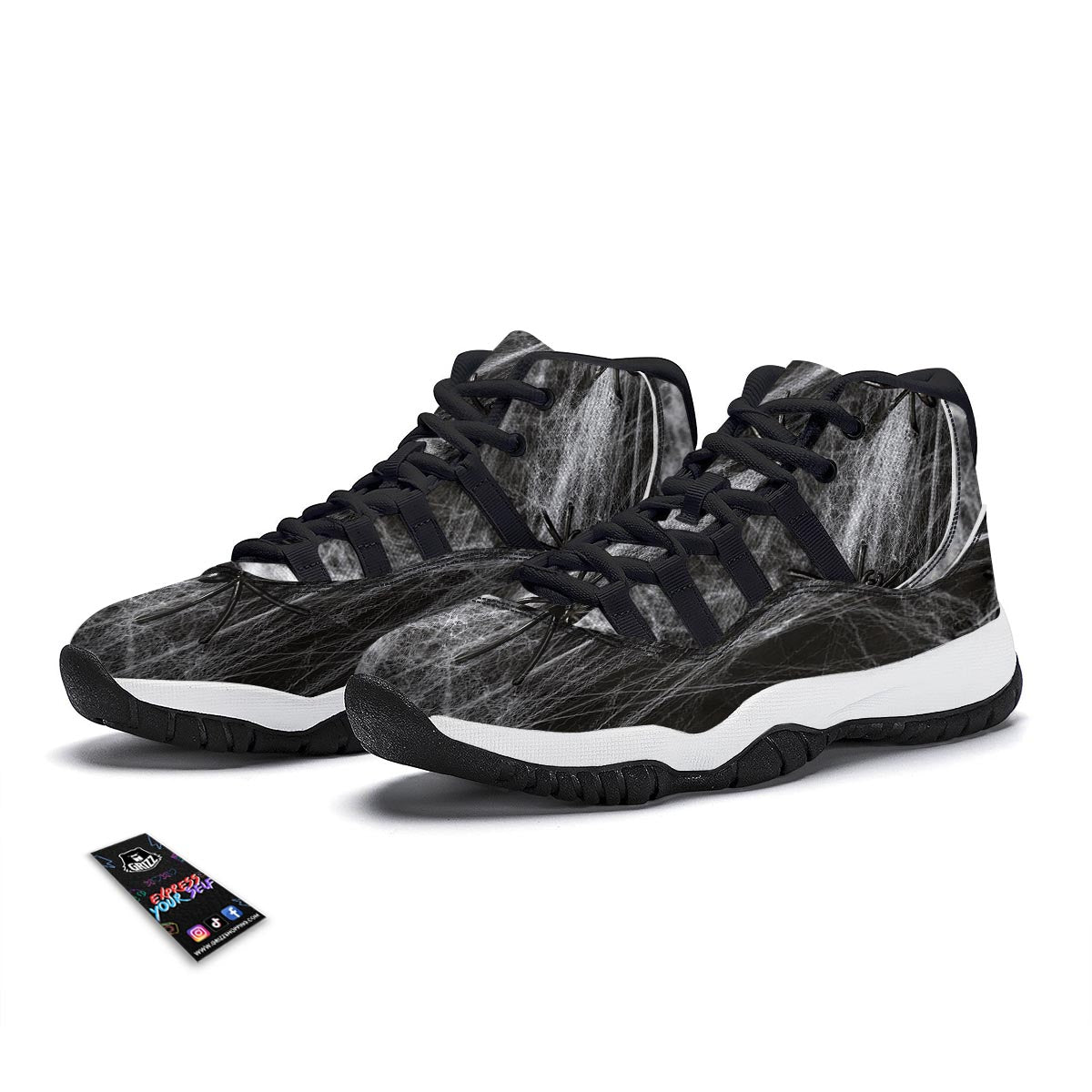 Cobweb And Toy Spiders Print Black Bball Shoes-grizzshop