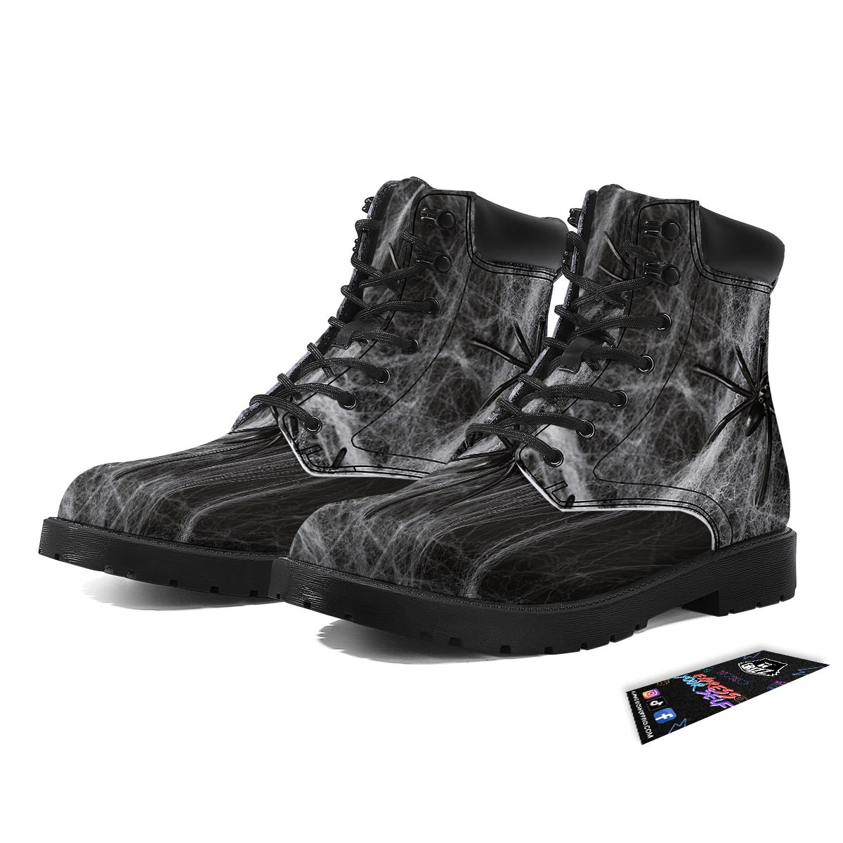 Cobweb And Toy Spiders Print Boots-grizzshop