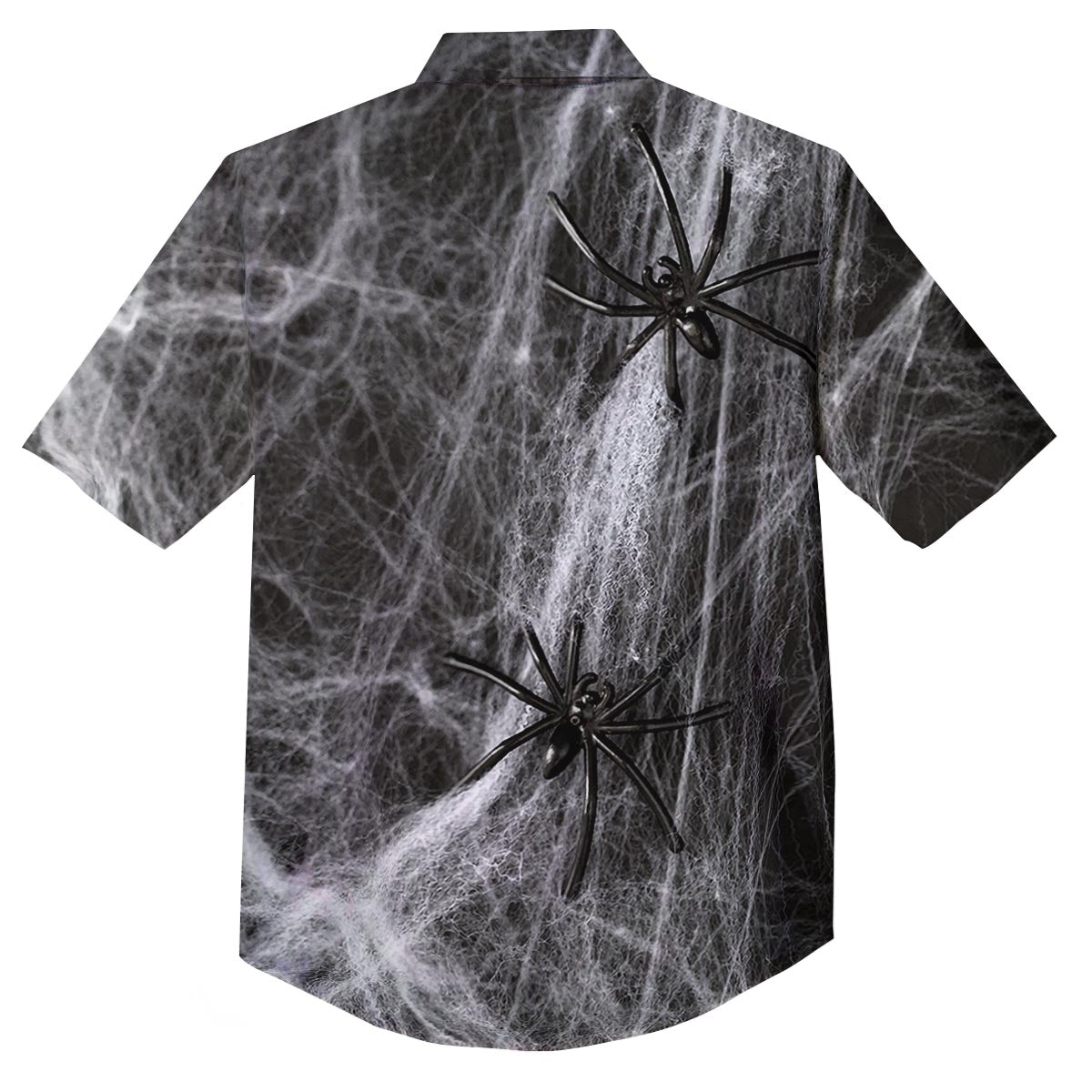 Cobweb And Toy Spiders Print Button Up Shirt-grizzshop