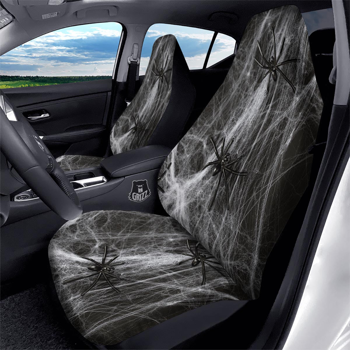 Cobweb And Toy Spiders Print Car Seat Covers-grizzshop