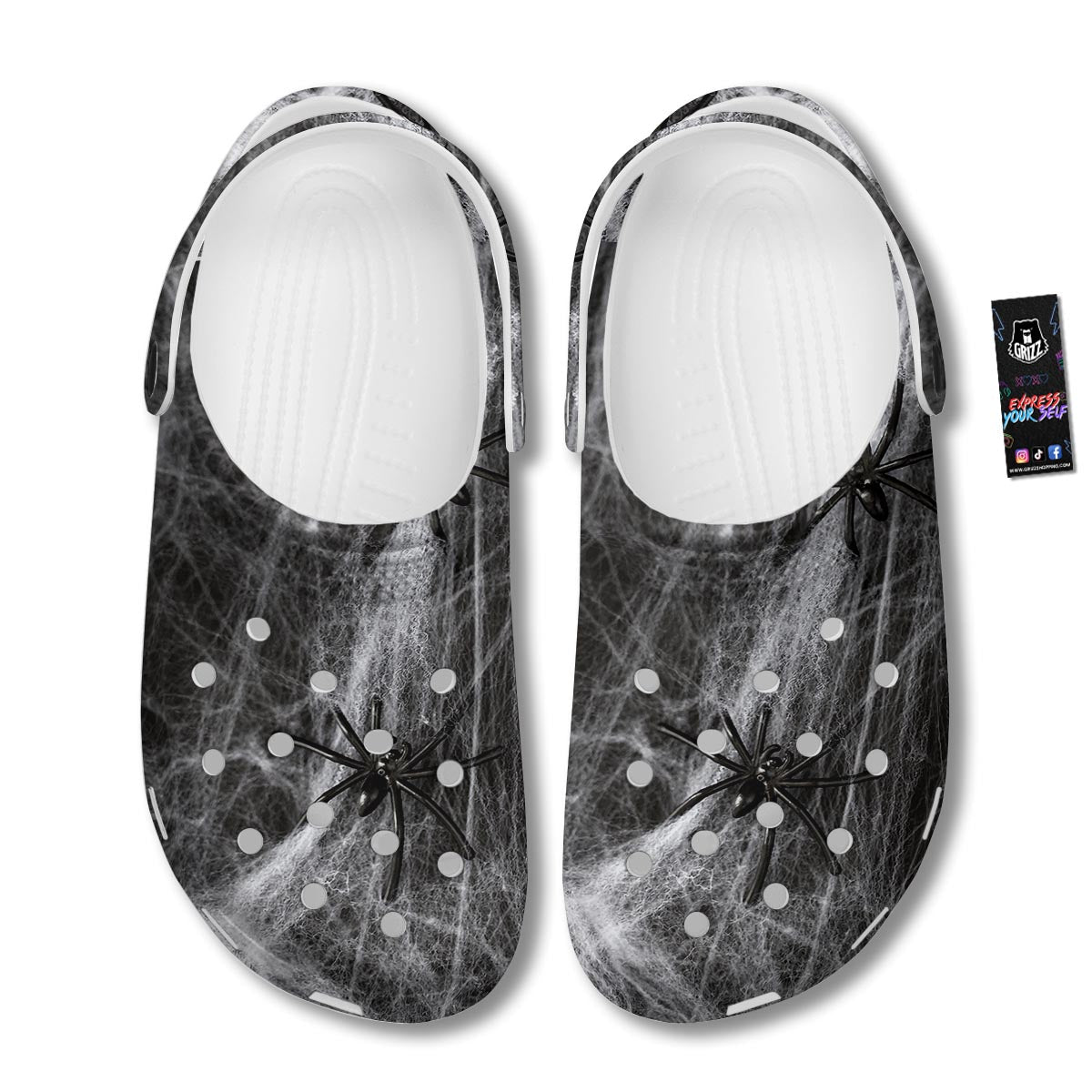 Cobweb And Toy Spiders Print Clog-grizzshop