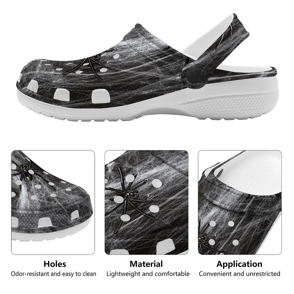 Cobweb And Toy Spiders Print Clog-grizzshop