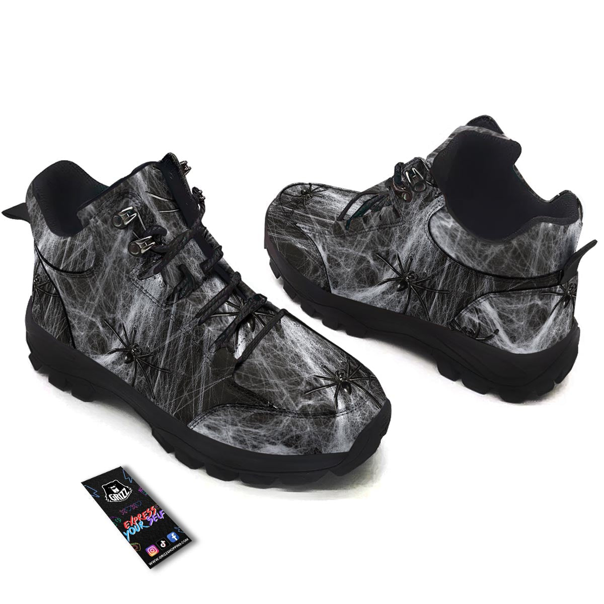 Cobweb And Toy Spiders Print Hiking Shoes-grizzshop