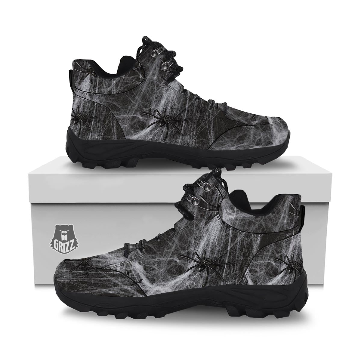 Cobweb And Toy Spiders Print Hiking Shoes-grizzshop