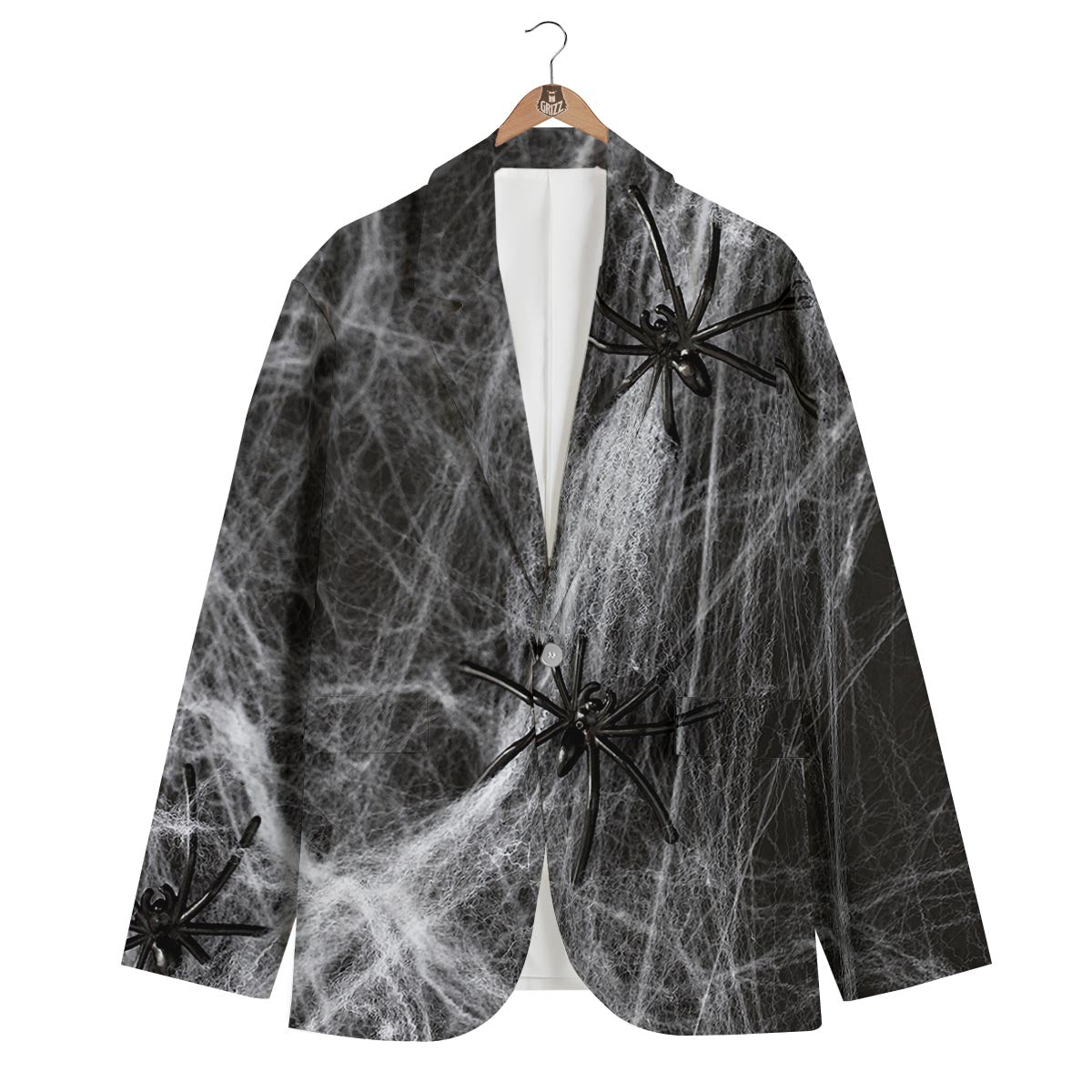 Cobweb And Toy Spiders Print Men's Blazer-grizzshop