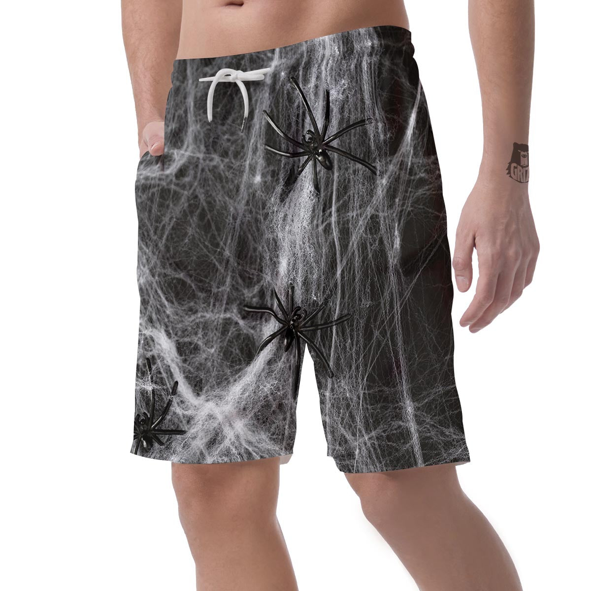 Cobweb And Toy Spiders Print Men's Shorts-grizzshop