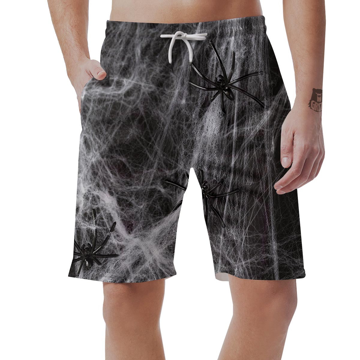 Cobweb And Toy Spiders Print Men's Shorts-grizzshop