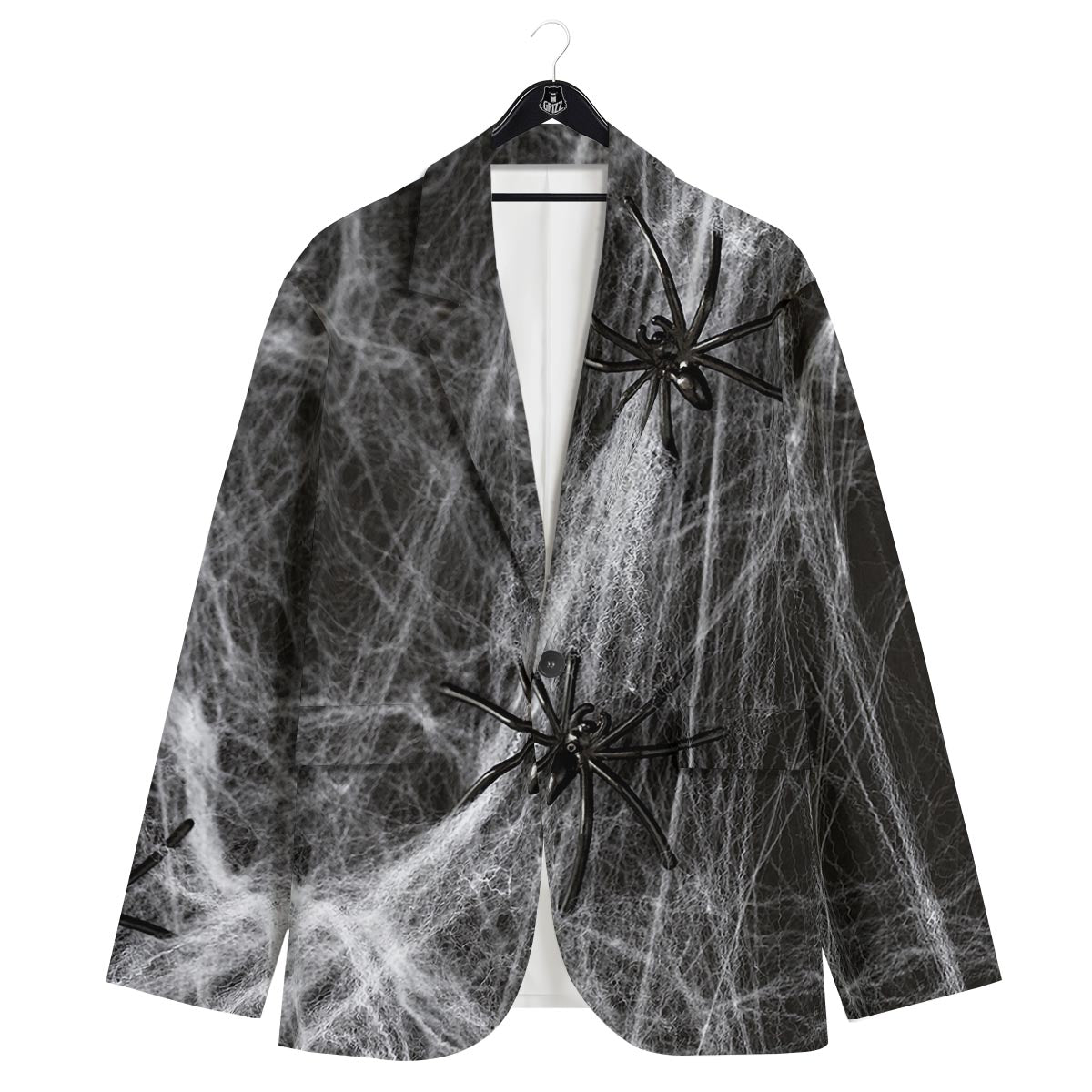 Cobweb And Toy Spiders Print Men's Sport Coat-grizzshop