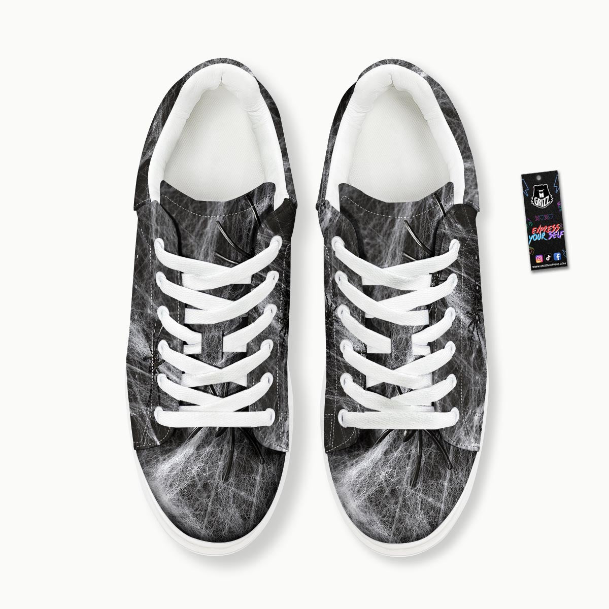 Cobweb And Toy Spiders Print Platform Shoes-grizzshop