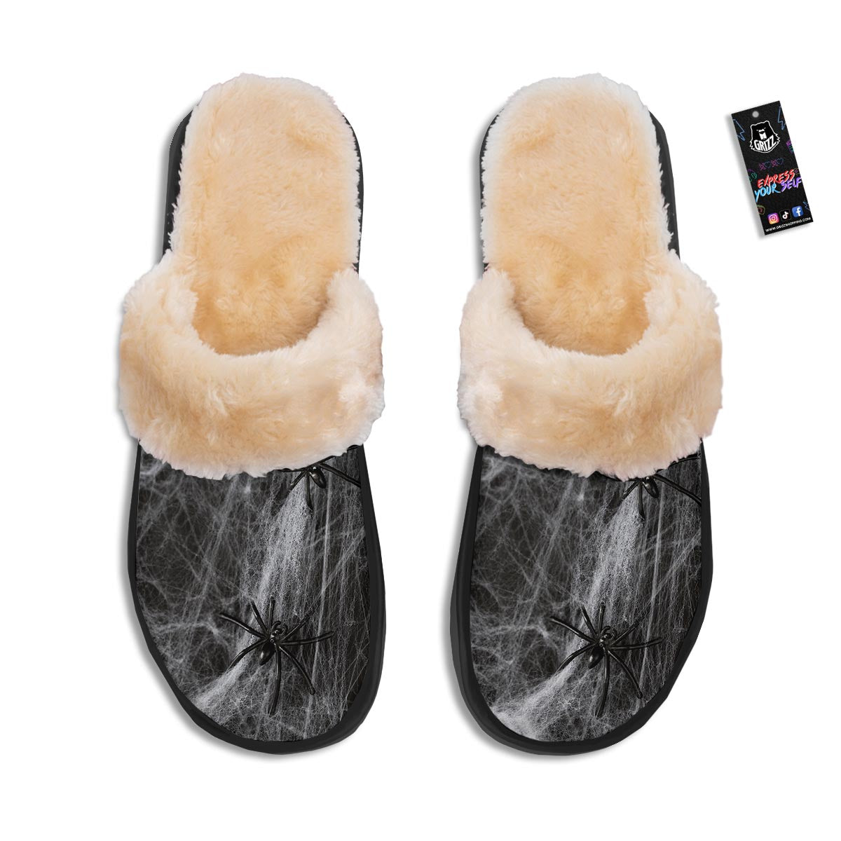 Cobweb And Toy Spiders Print Slippers-grizzshop