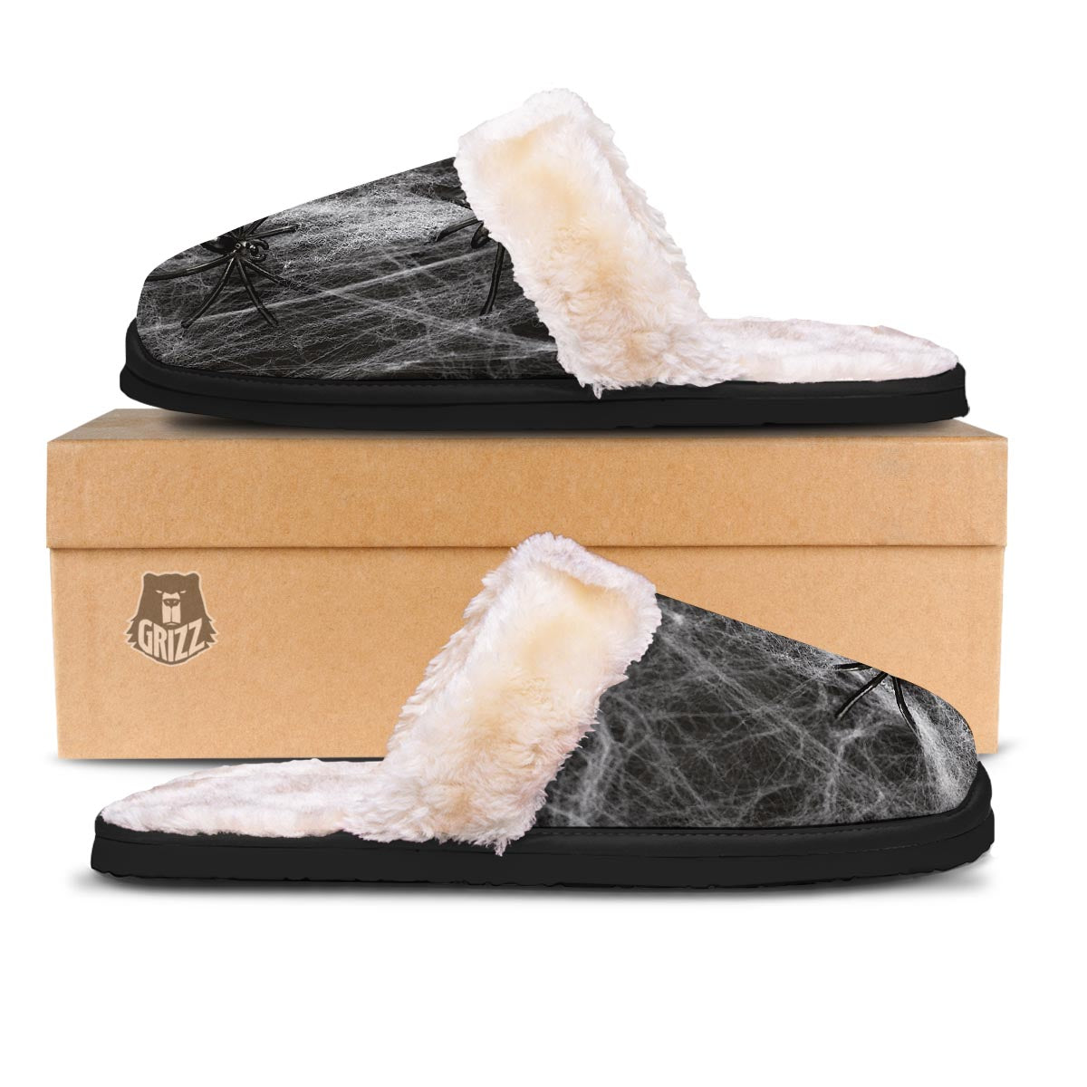 Cobweb And Toy Spiders Print Slippers-grizzshop