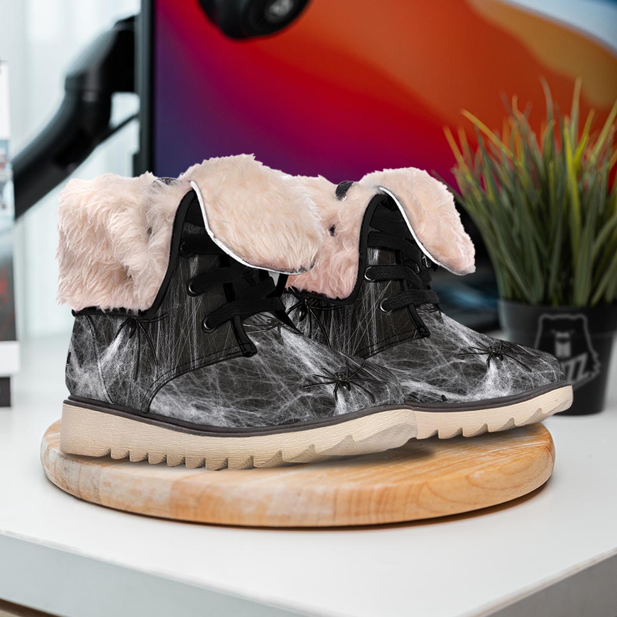 Cobweb And Toy Spiders Print Snow Boots-grizzshop