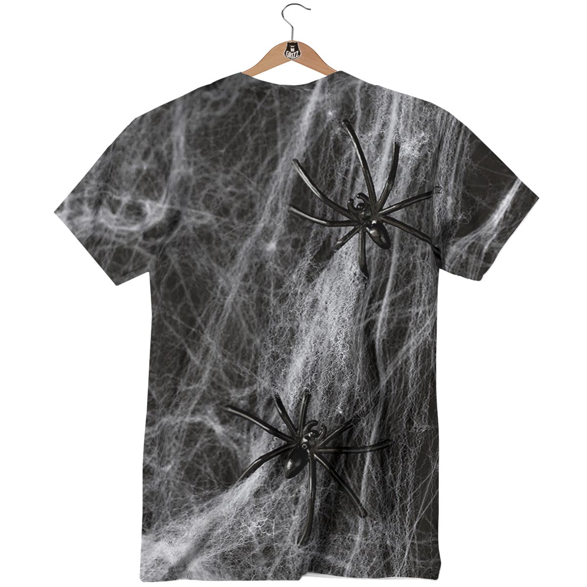 Cobweb And Toy Spiders Print T-Shirt-grizzshop