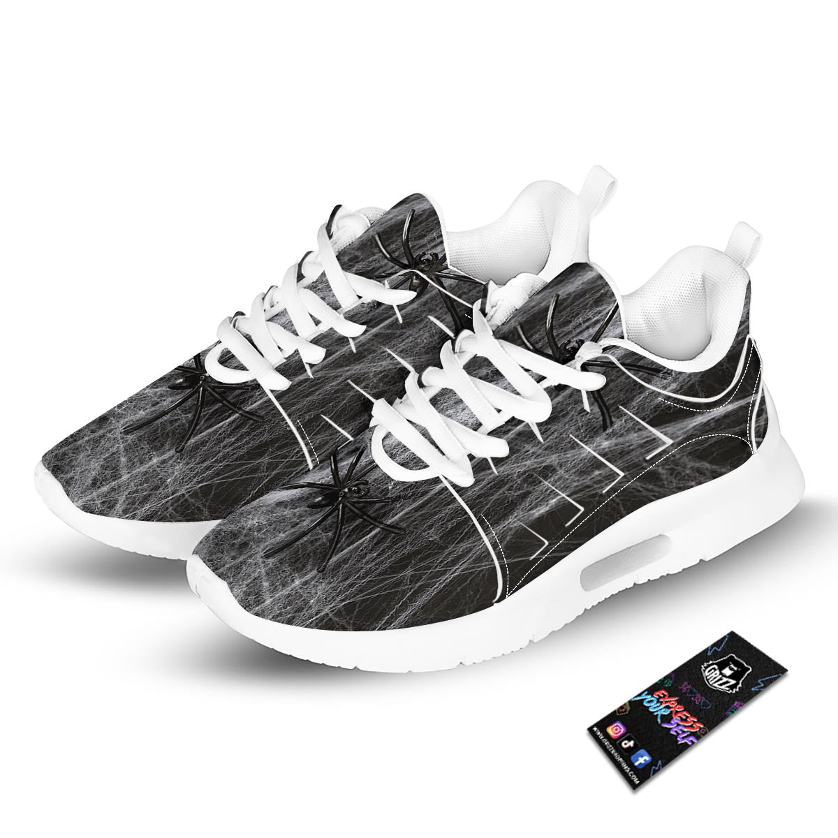Cobweb And Toy Spiders Print Tennis Shoes-grizzshop