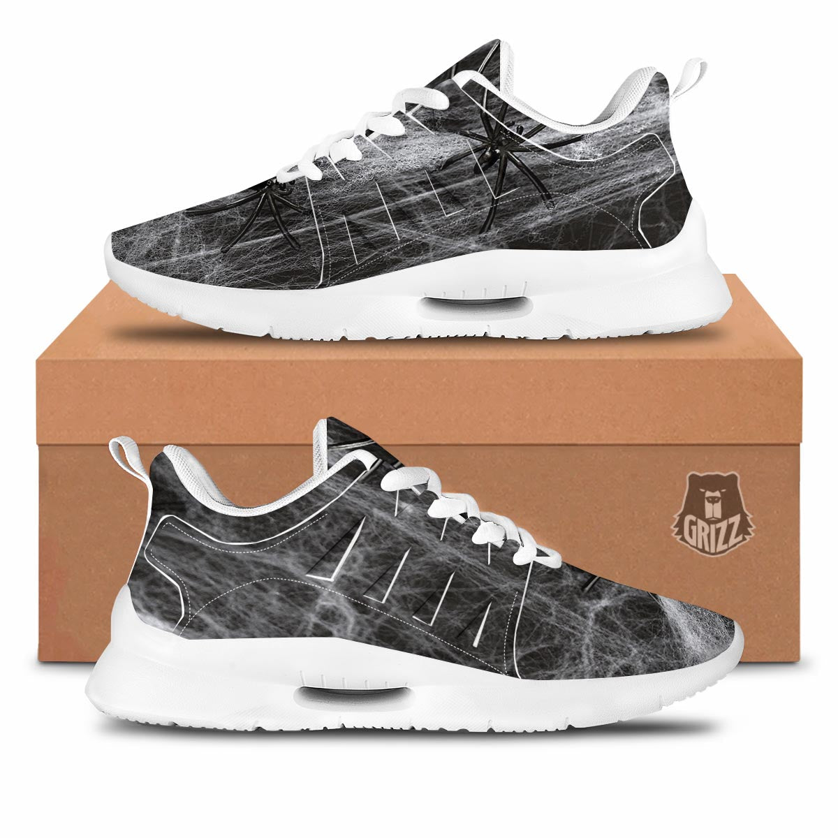 Cobweb And Toy Spiders Print Tennis Shoes-grizzshop