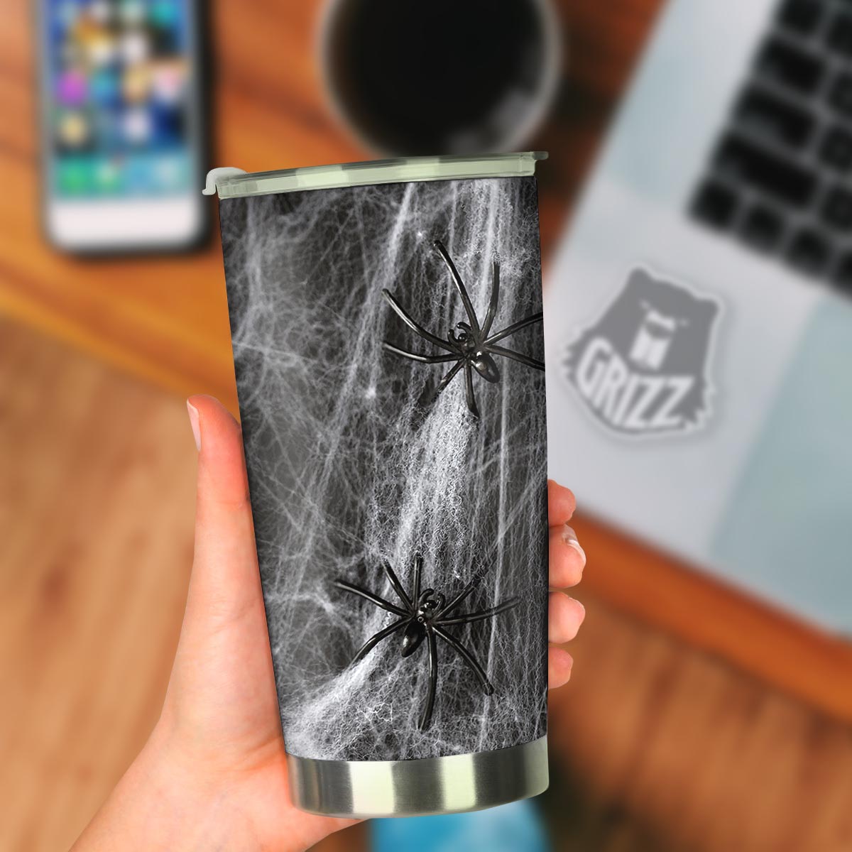 Cobweb And Toy Spiders Print Tumbler-grizzshop