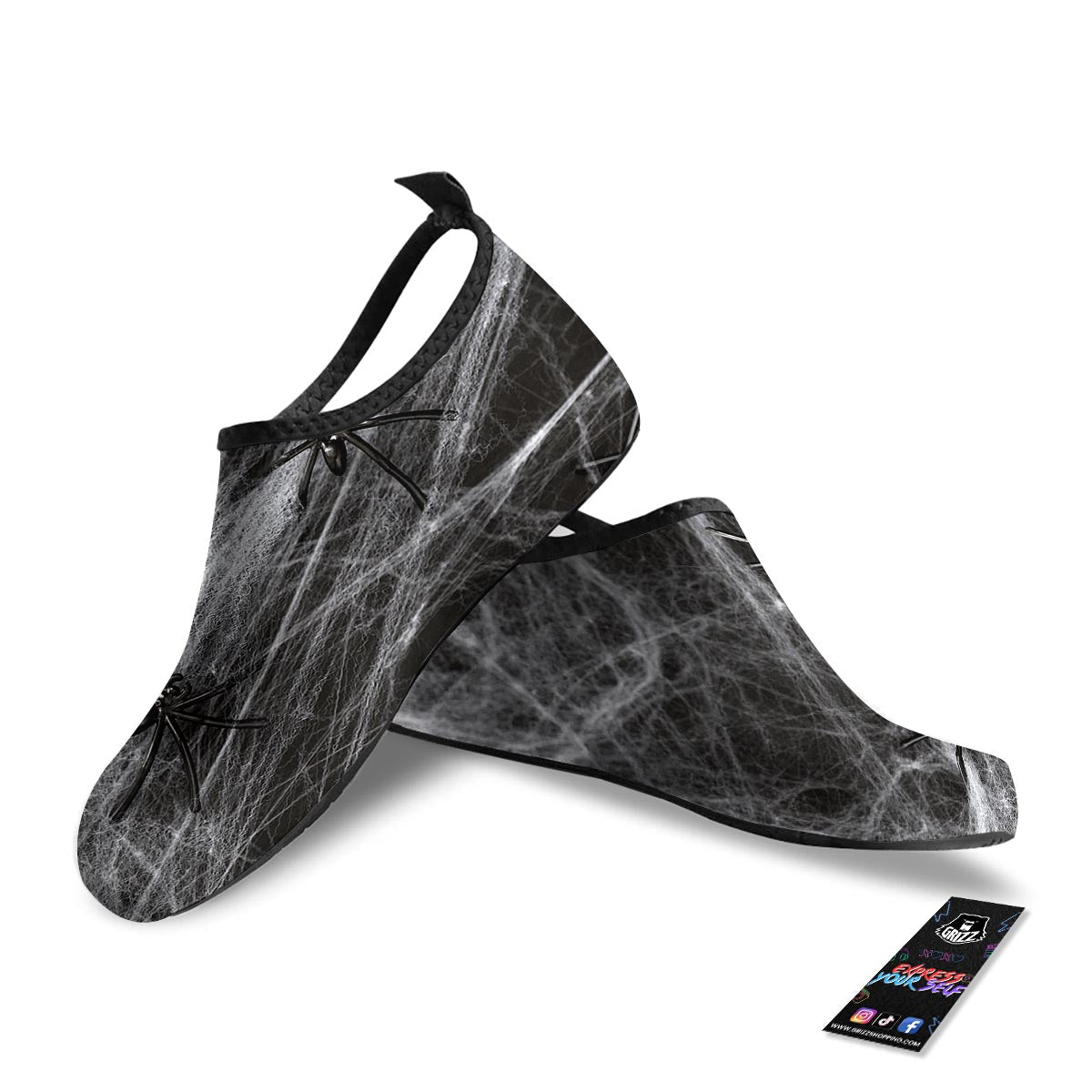 Cobweb And Toy Spiders Print Water Shoes-grizzshop