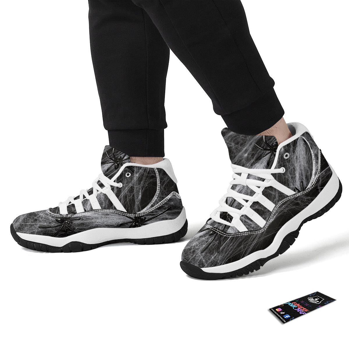 Cobweb And Toy Spiders Print White Bball Shoes-grizzshop