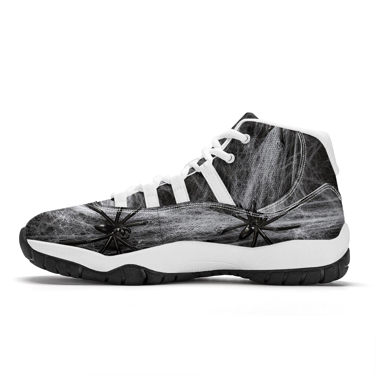 Cobweb And Toy Spiders Print White Bball Shoes-grizzshop