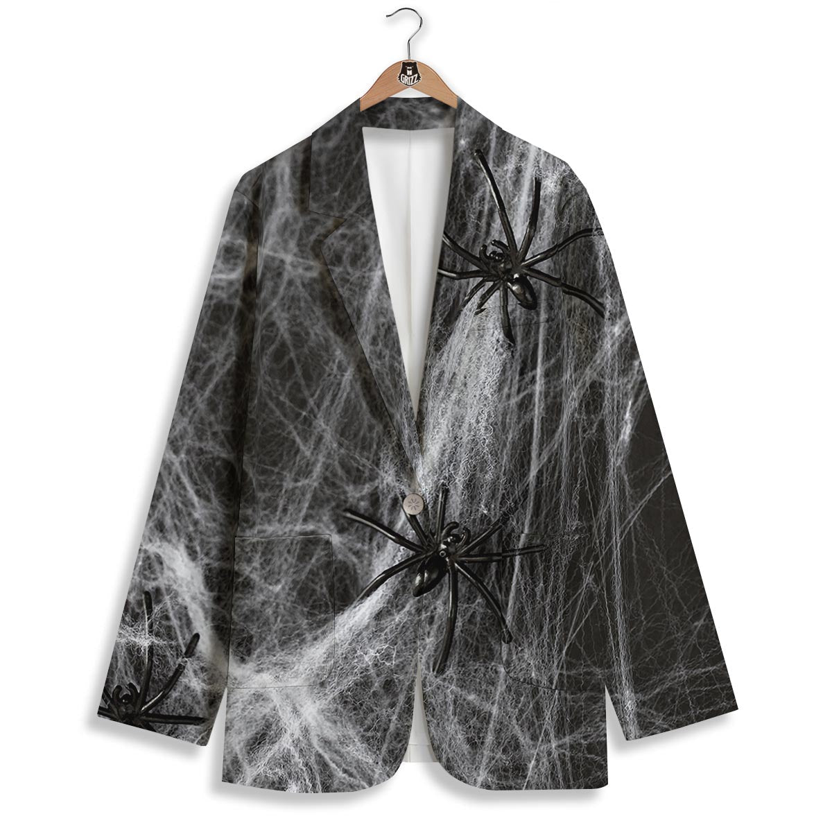 Cobweb And Toy Spiders Print Women's Blazer-grizzshop