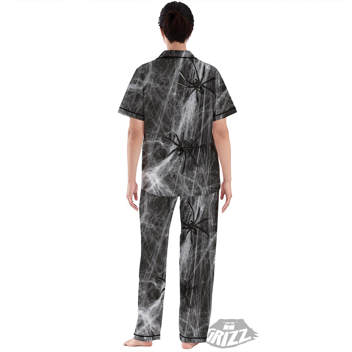 Cobweb And Toy Spiders Print Women's Pajamas Set-grizzshop