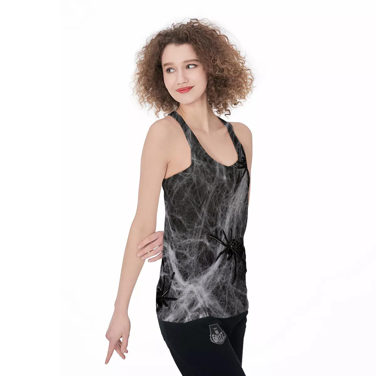Cobweb And Toy Spiders Print Women's Racerback Tank Top-grizzshop