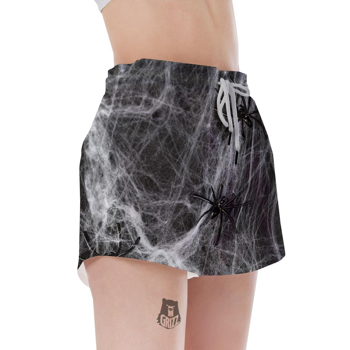 Cobweb And Toy Spiders Print Women's Shorts-grizzshop
