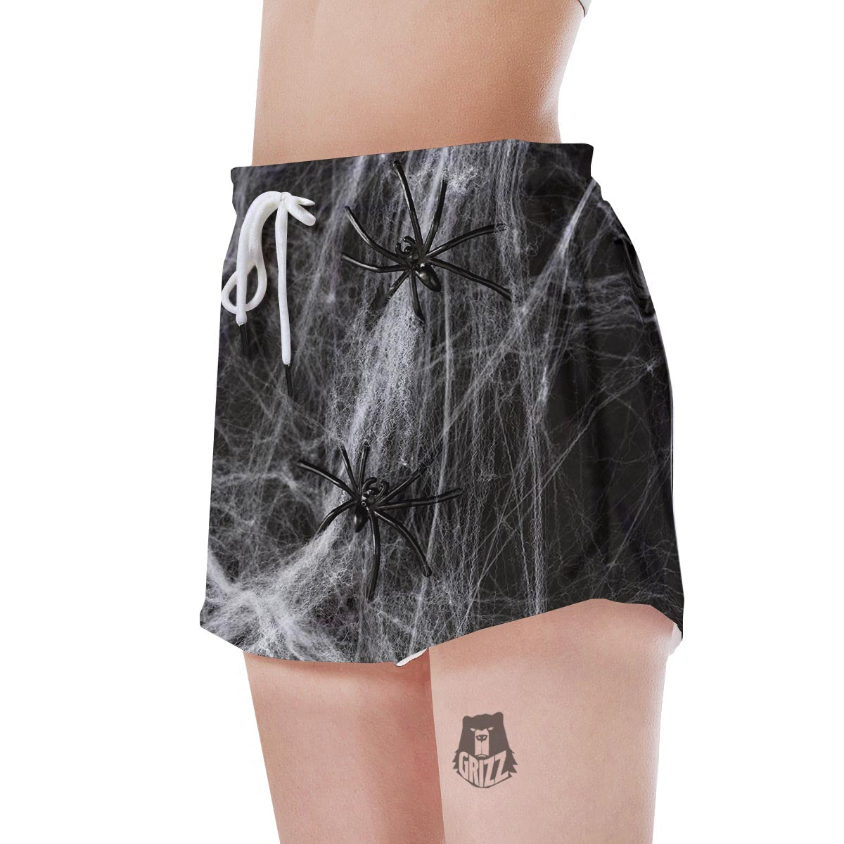 Cobweb And Toy Spiders Print Women's Shorts-grizzshop