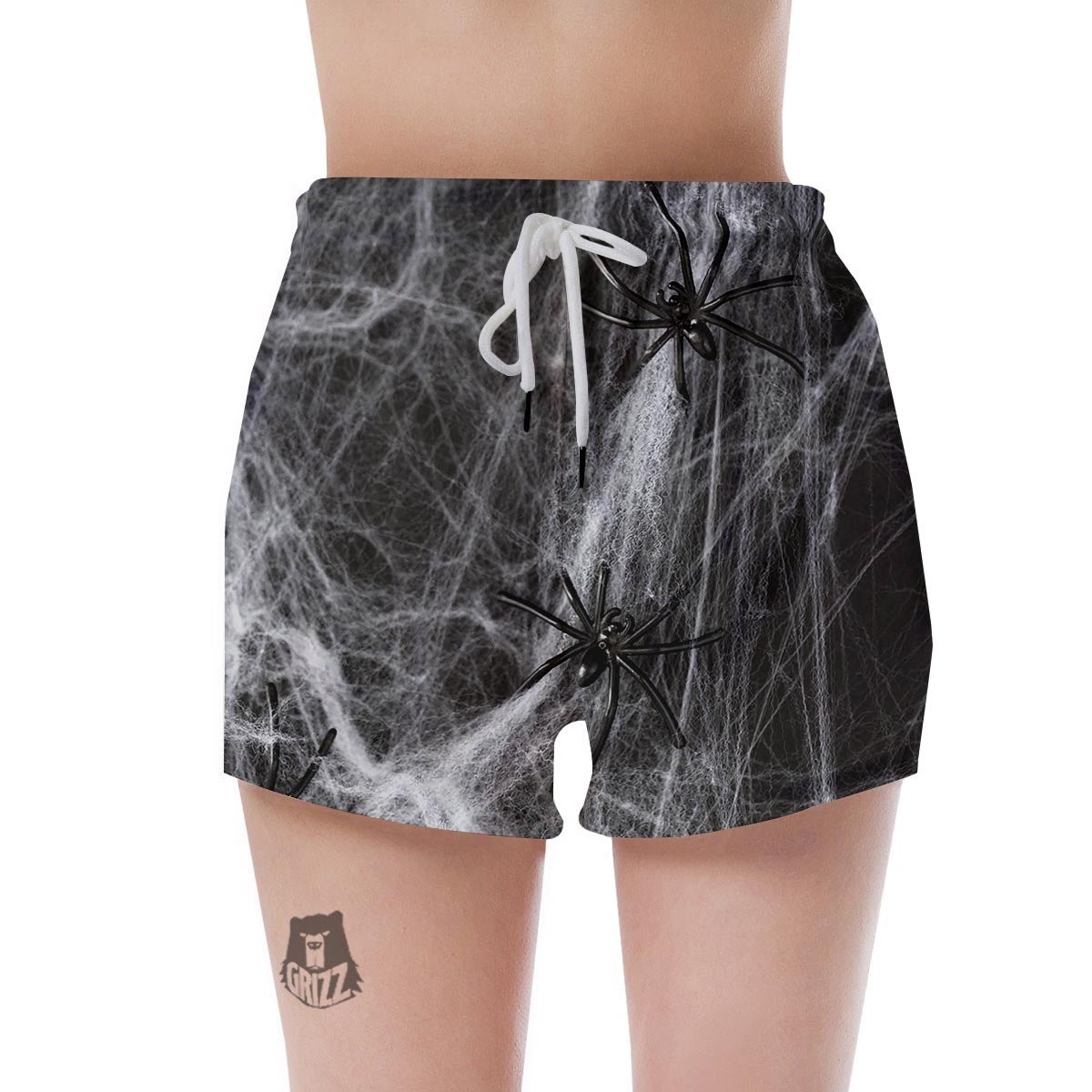 Cobweb And Toy Spiders Print Women's Shorts-grizzshop