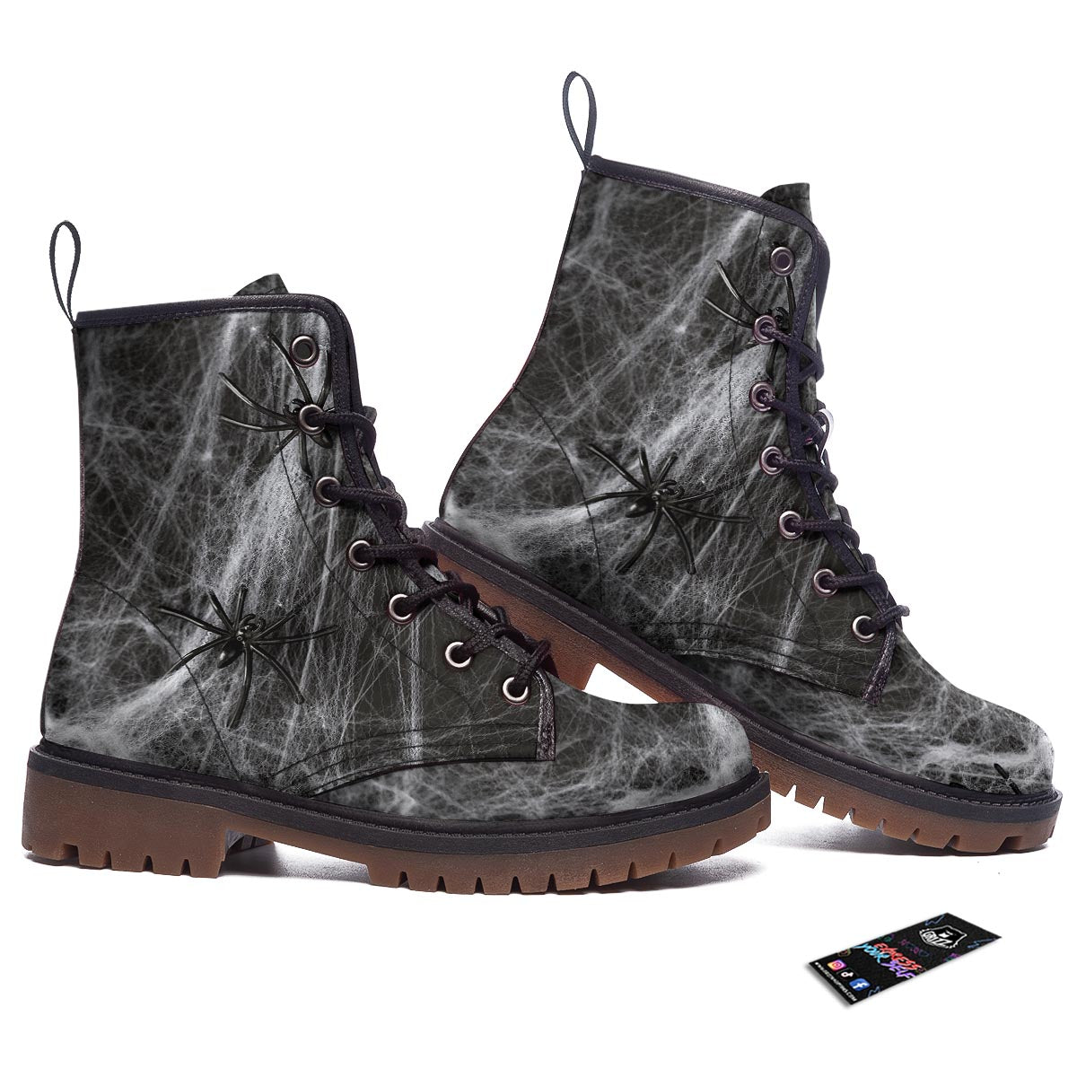Cobweb And Toy Spiders Print Work Boots-grizzshop