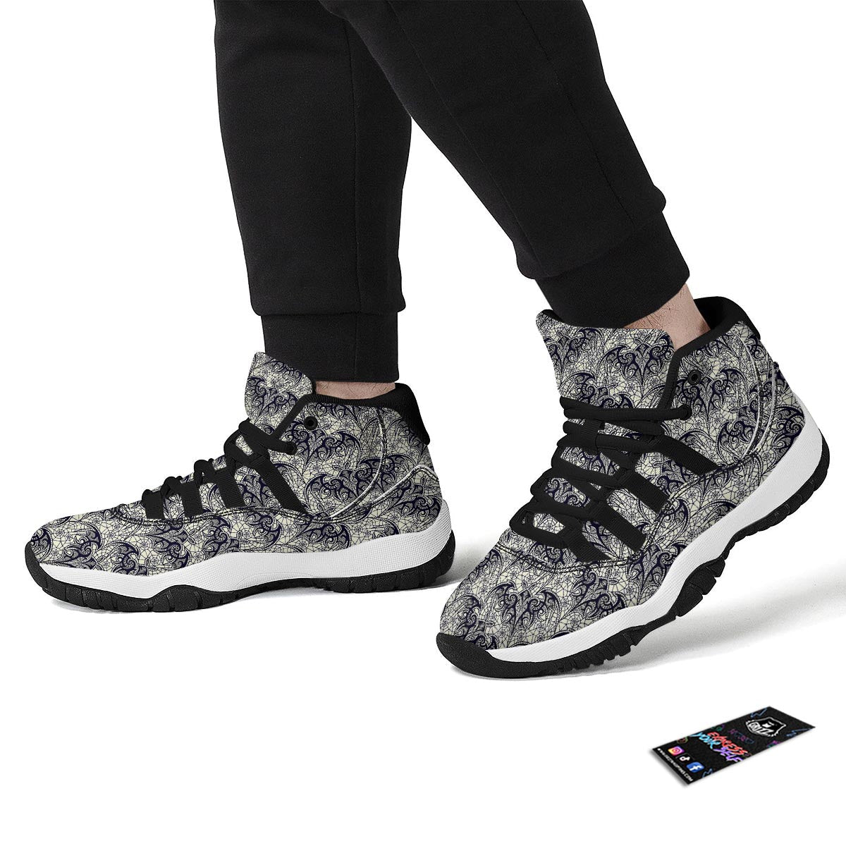 Cobweb Halloween Bat Pattern Print Black Bball Shoes-grizzshop