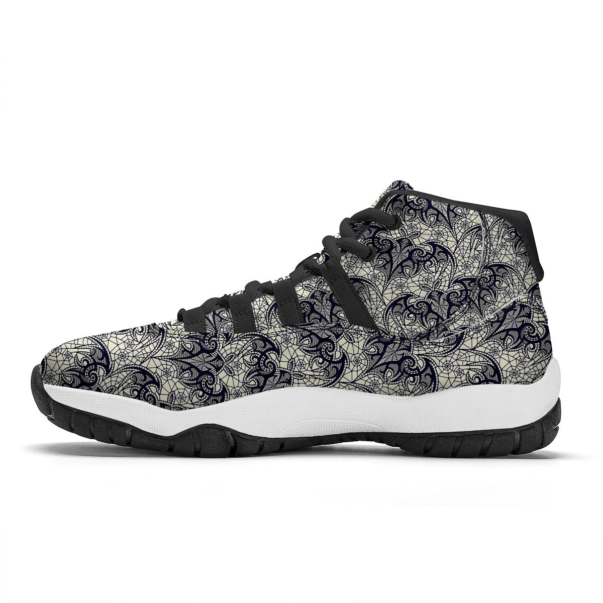 Cobweb Halloween Bat Pattern Print Black Bball Shoes-grizzshop