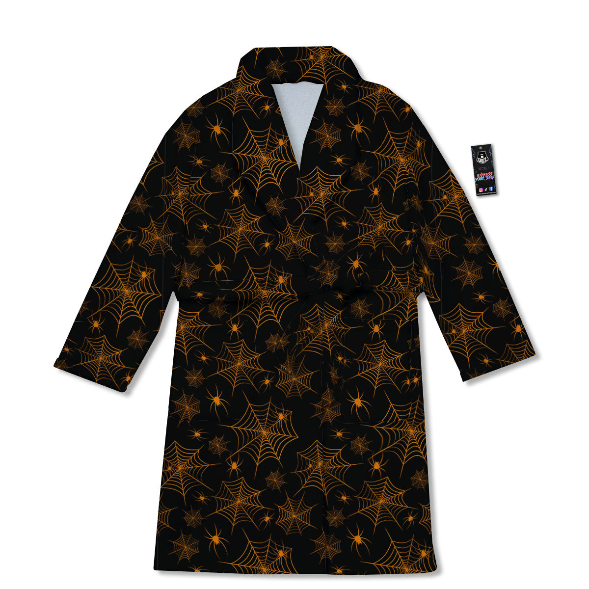 Cobweb Halloween Print Pattern Bathrobe-grizzshop