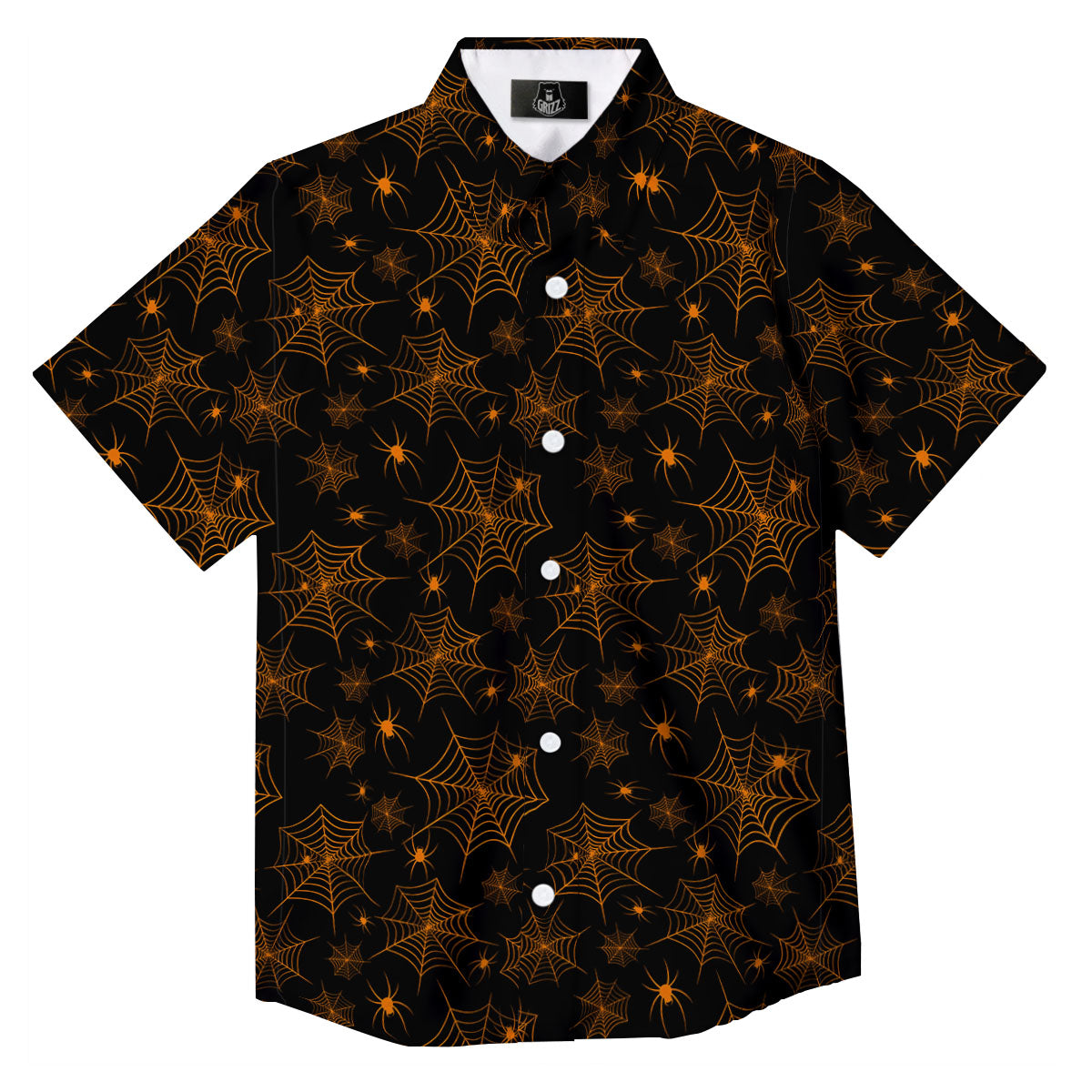Cobweb Halloween Print Pattern Button Up Shirt-grizzshop