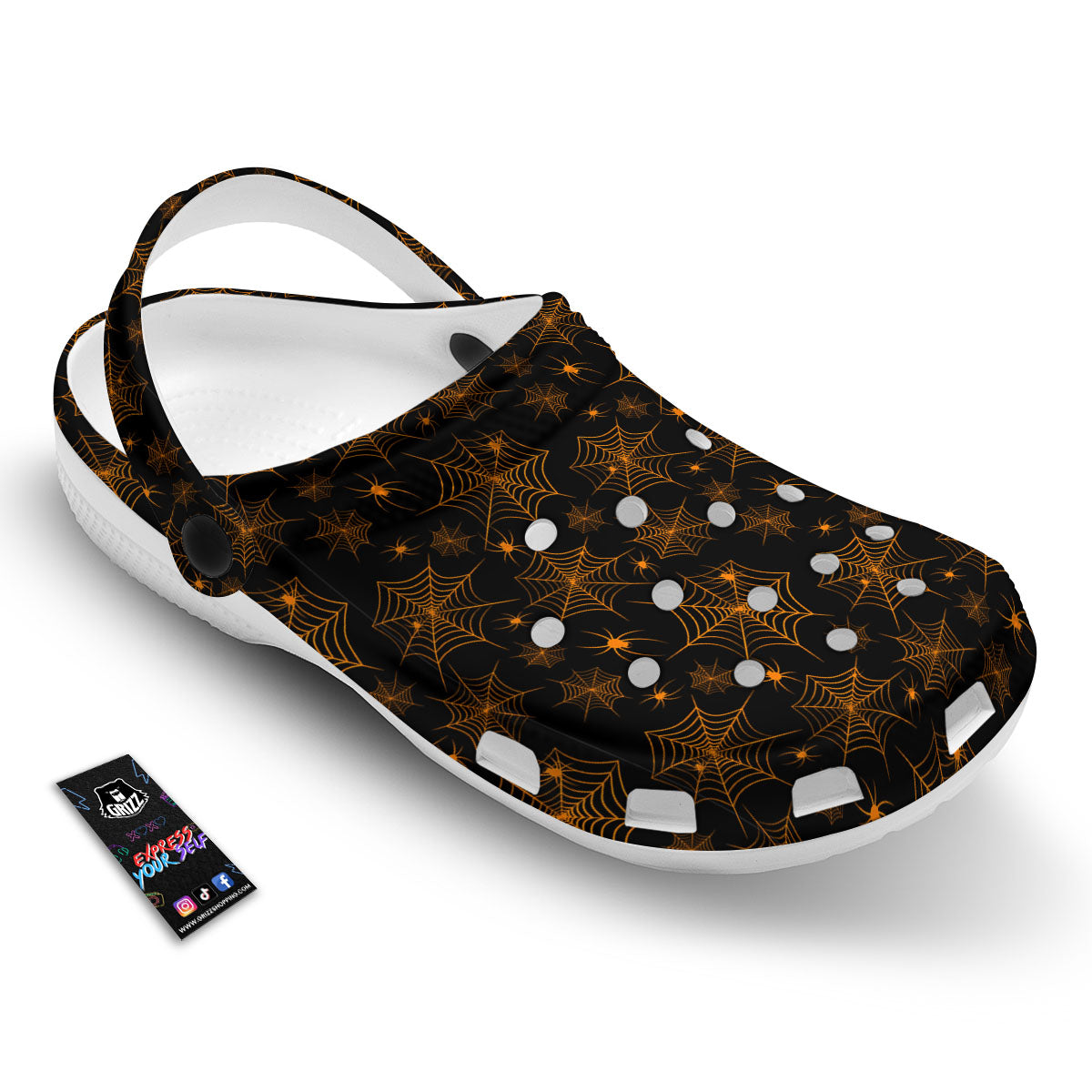 Cobweb Halloween Print Pattern Clog-grizzshop