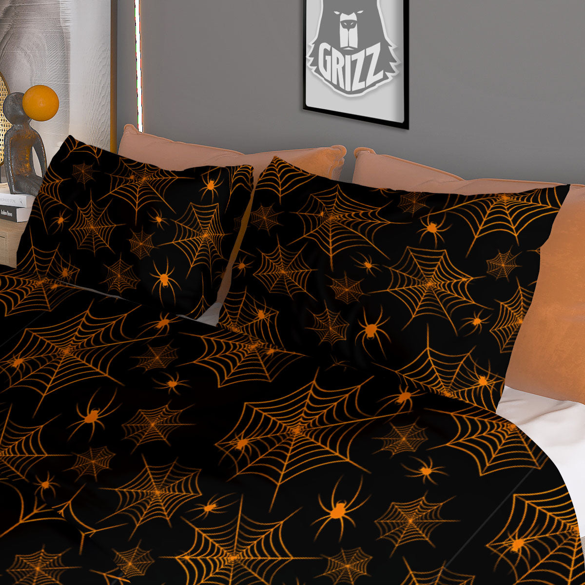 Cobweb Halloween Print Pattern Duvet Cover Bedding Set