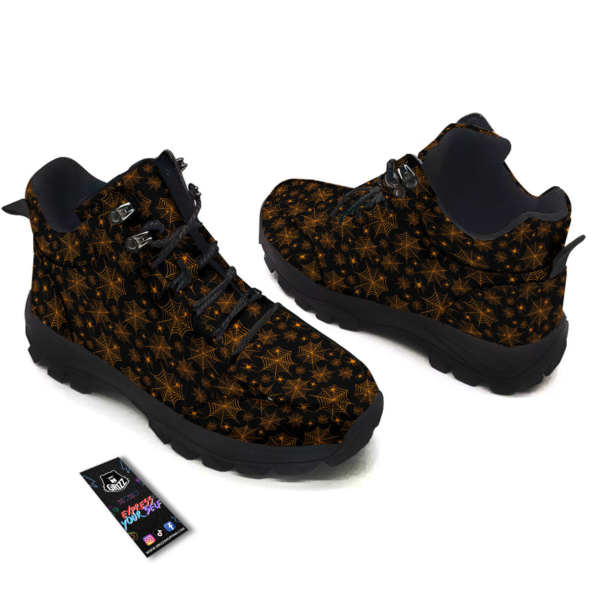 Cobweb Halloween Print Pattern Hiking Shoes-grizzshop