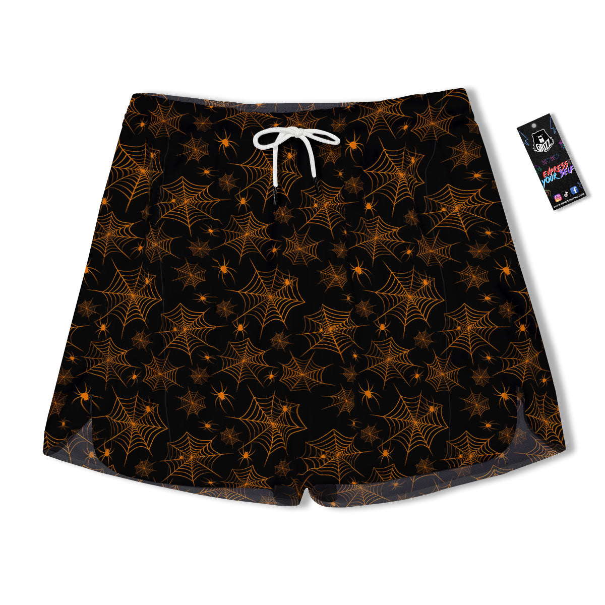 Cobweb Halloween Print Pattern Men's Running Shorts-grizzshop