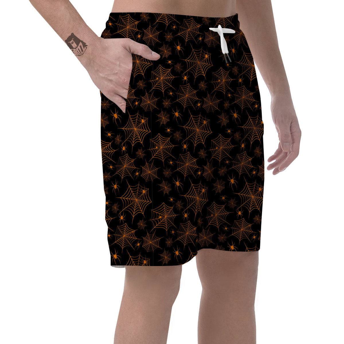 Cobweb Halloween Print Pattern Men's Shorts-grizzshop