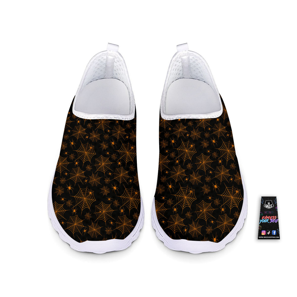 Cobweb Halloween Print Pattern Nurse Shoes-grizzshop