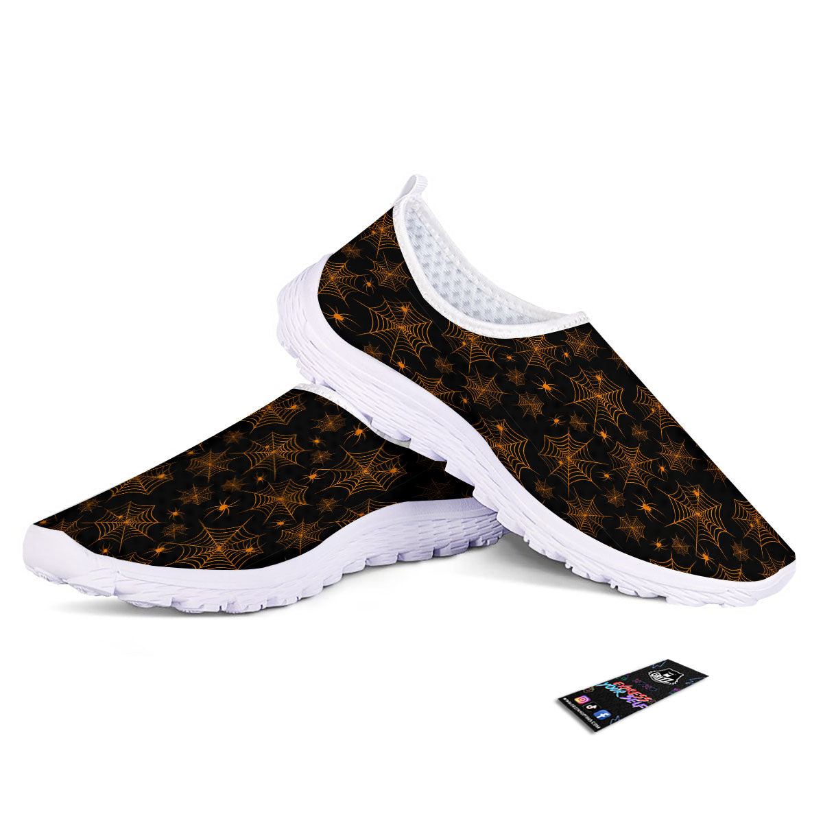 Cobweb Halloween Print Pattern Nurse Shoes-grizzshop