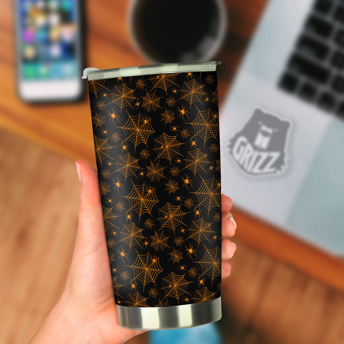 Cobweb Halloween Print Pattern Tumbler-grizzshop