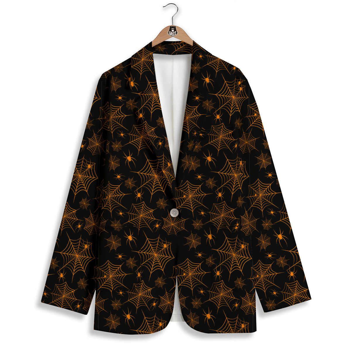 Cobweb Halloween Print Pattern Women's Blazer-grizzshop