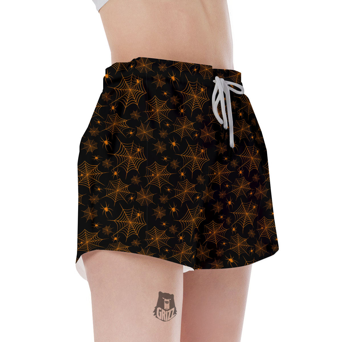 Cobweb Halloween Print Pattern Women's Shorts-grizzshop