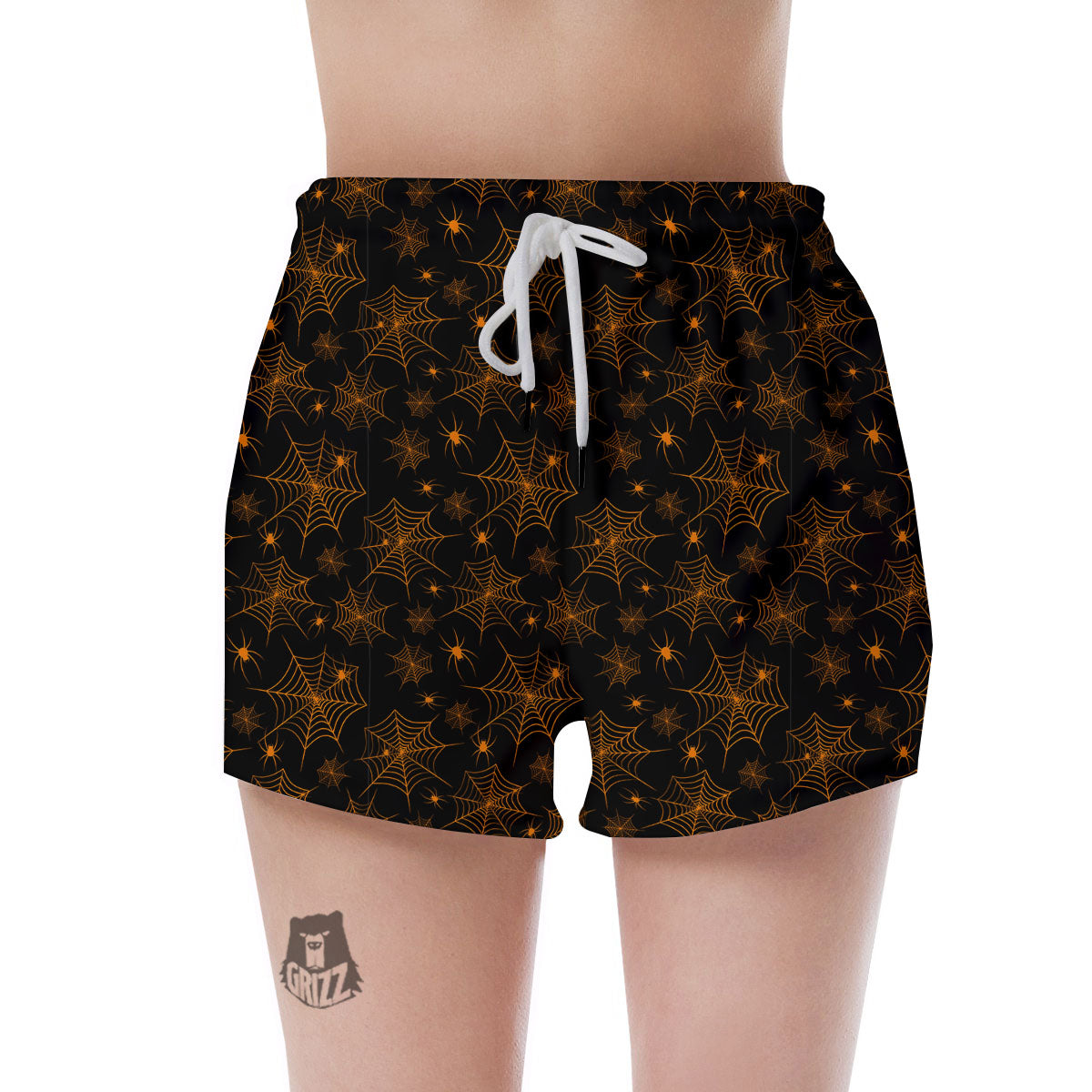 Cobweb Halloween Print Pattern Women's Shorts-grizzshop