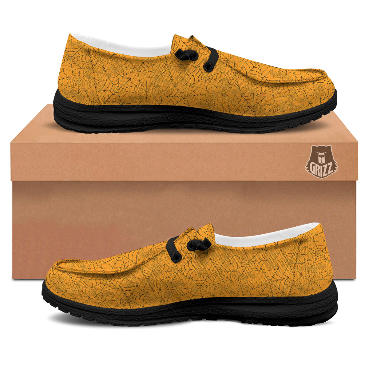 Cobweb Horror Print Black Loafers-grizzshop